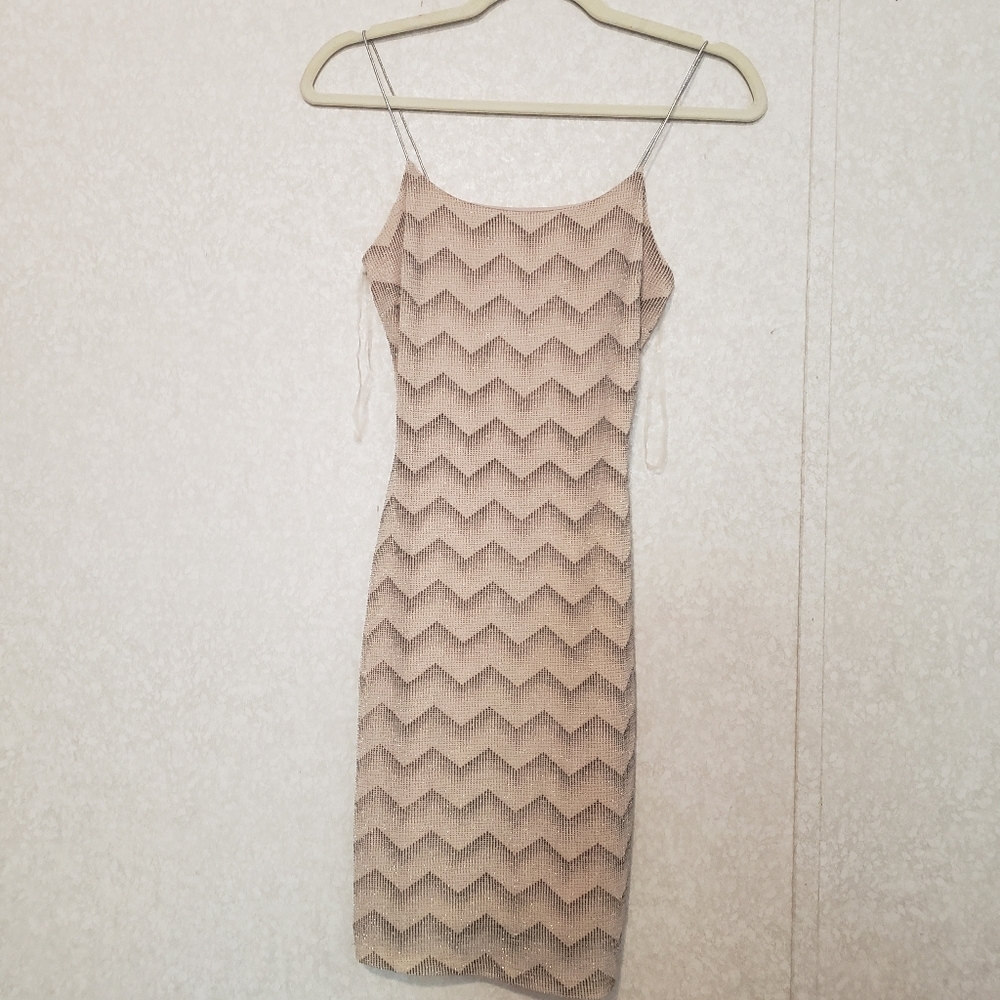 NEW... GLARE...NUDE-SILVER PARTY DRESS ..SIZE:SMALL